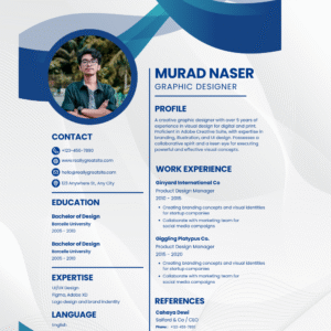 Home Blue And White Modern Resume Poster A3 Portrait 300x300