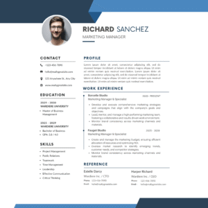 Home blue minimalist modern cv resume